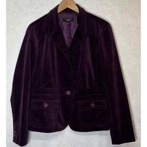 Talbots Velvet Blazer 14P Purple Wine Jacket Whimsigoth Dark Academia Fairycore